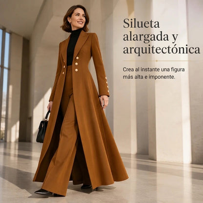 Vera | Conjunto de dos piezas con abrigo retro de manga larga y pantalón