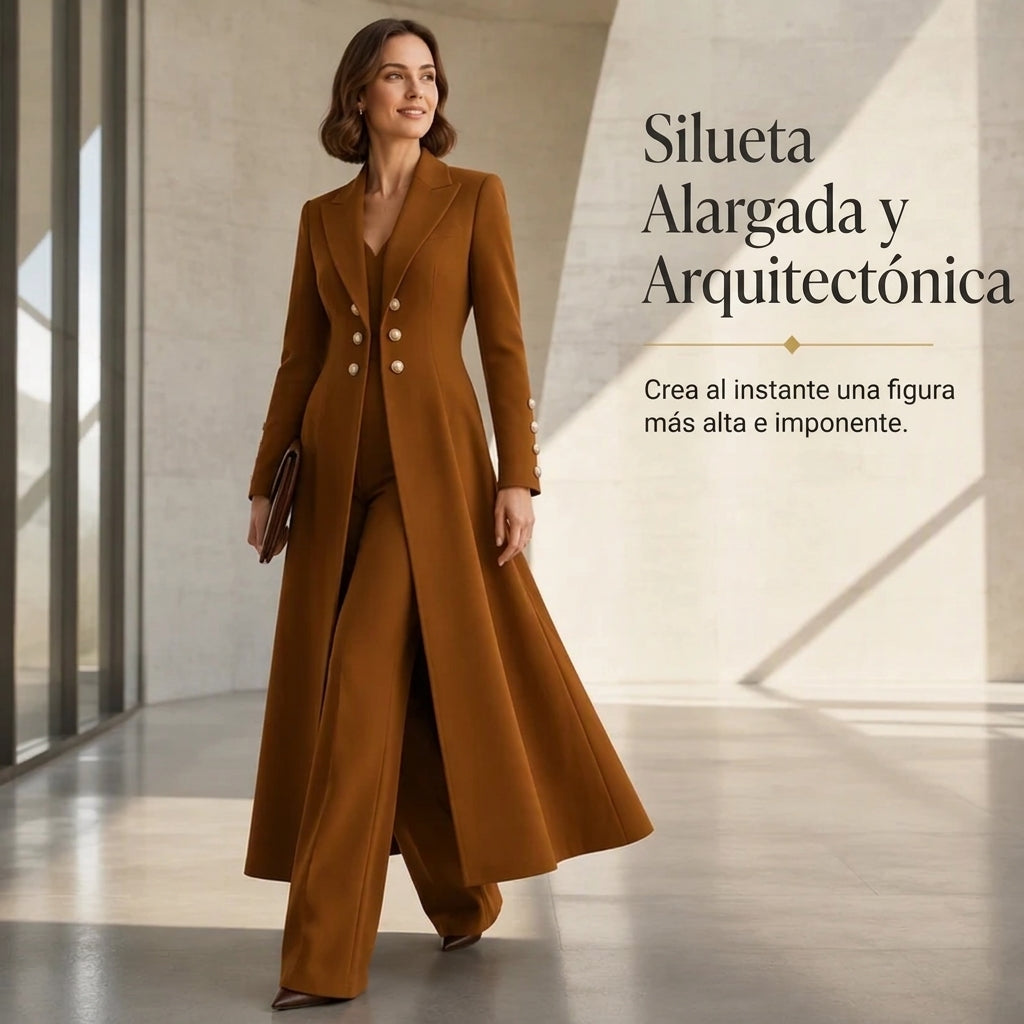 Vera | Conjunto de dos piezas con abrigo retro de manga larga y pantalón