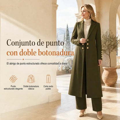 Vera | Conjunto de dos piezas con abrigo retro de manga larga y pantalón