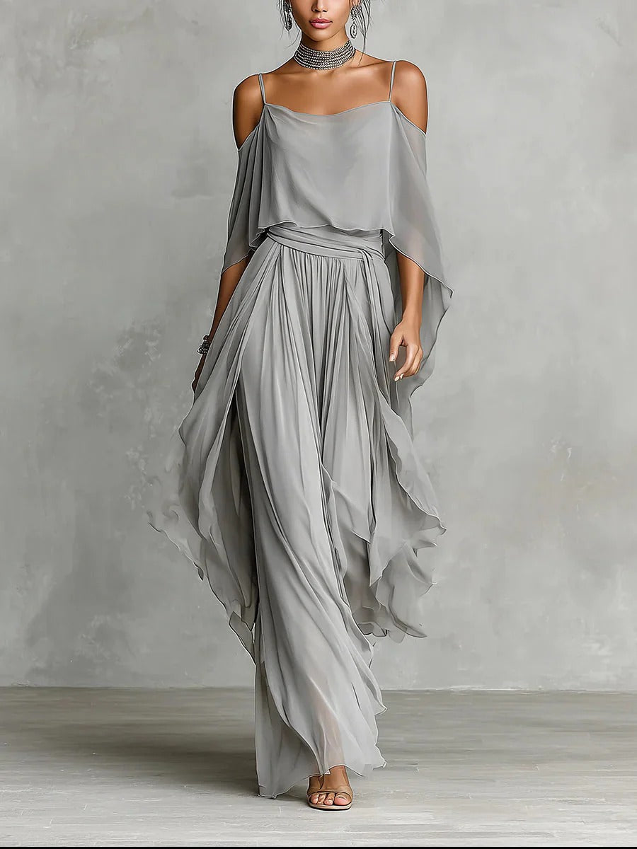 Julia | Conjunto fluido gris de dos piezas