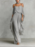 Julia | Conjunto fluido gris de dos piezas
