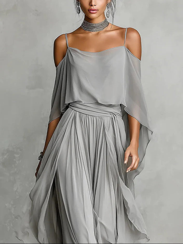 Julia | Conjunto fluido gris de dos piezas