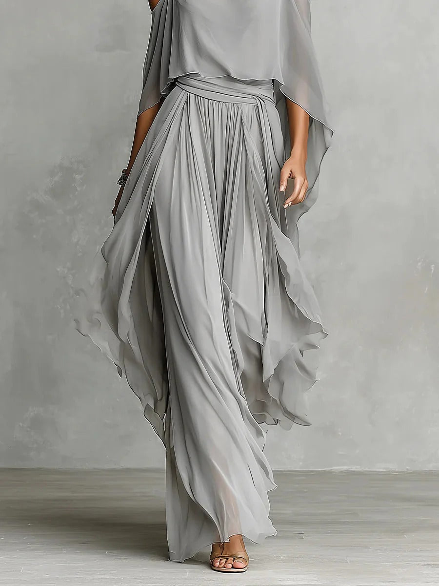 Julia | Conjunto fluido gris de dos piezas