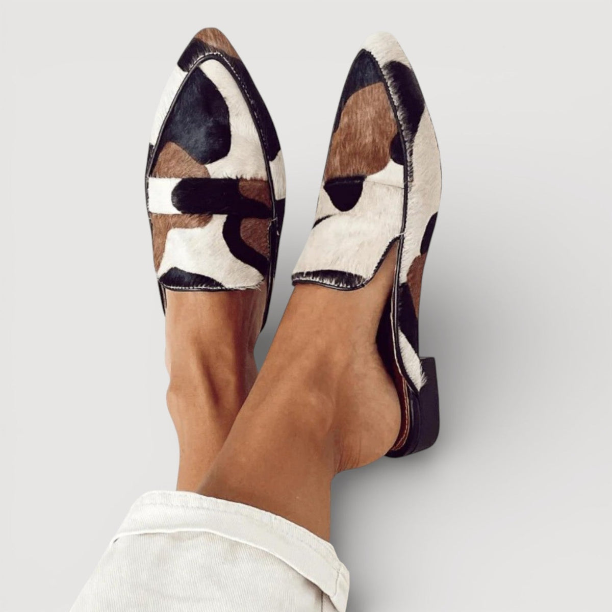 María | Mocasines con estampado vaca