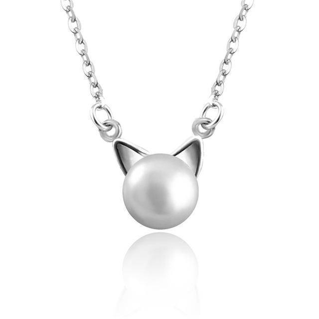 Collar de perla con gato — conjunto
