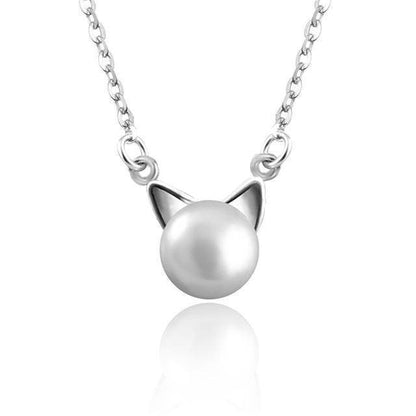 Collar de perla con gato — conjunto