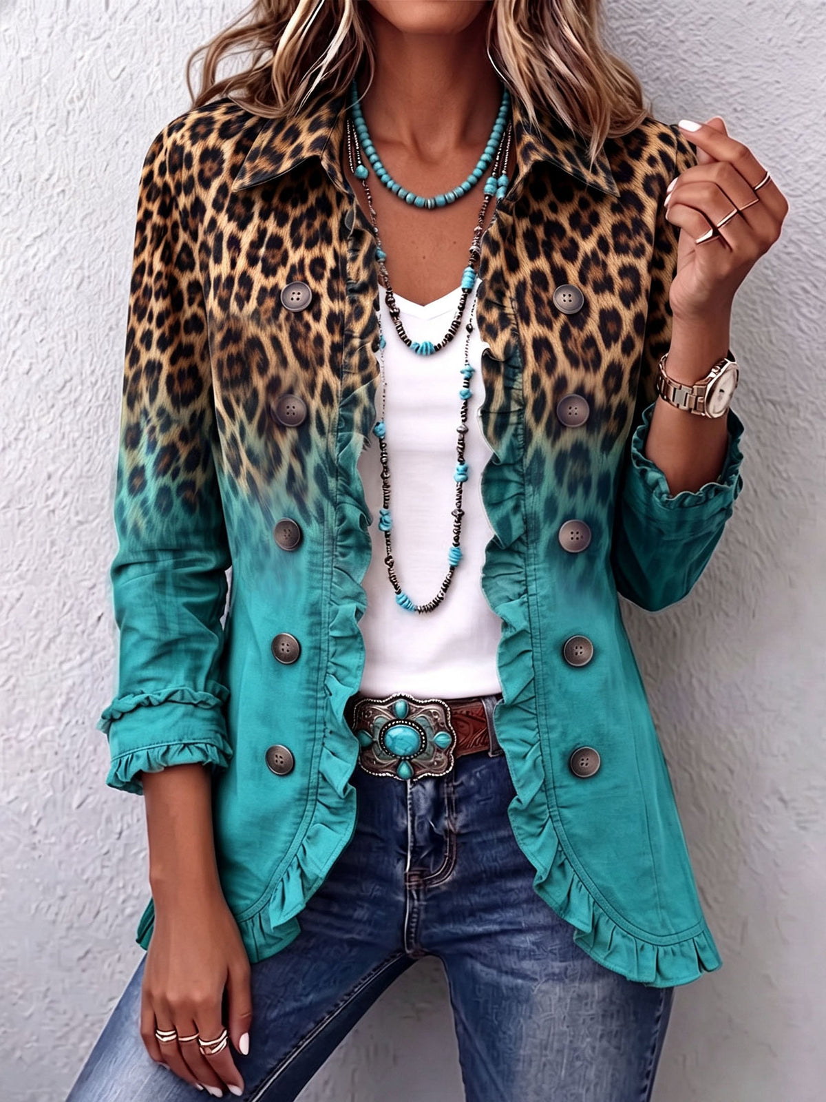 Chaqueta blazer de leopardo Herminia