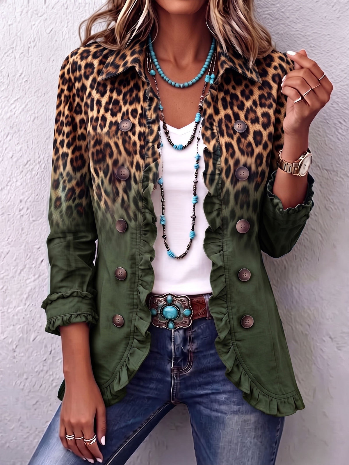Chaqueta blazer de leopardo Herminia