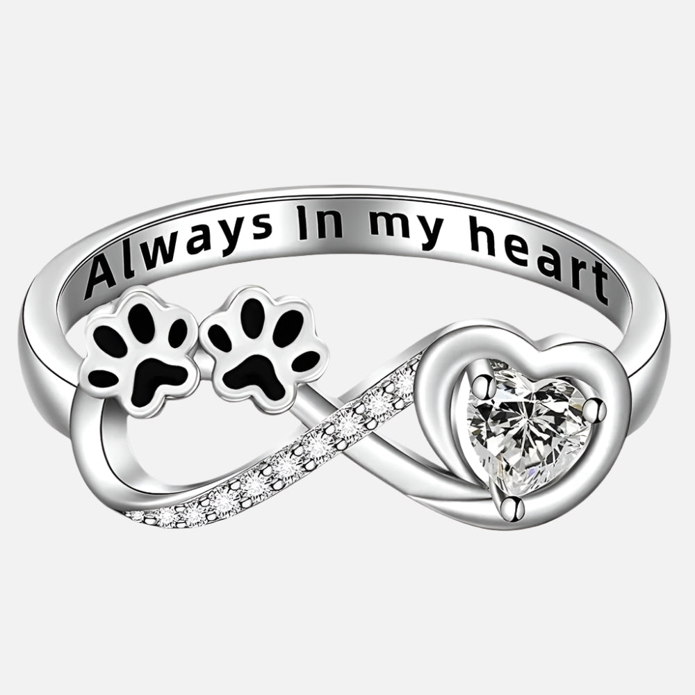 Anillo de circonita con corazón e infinito