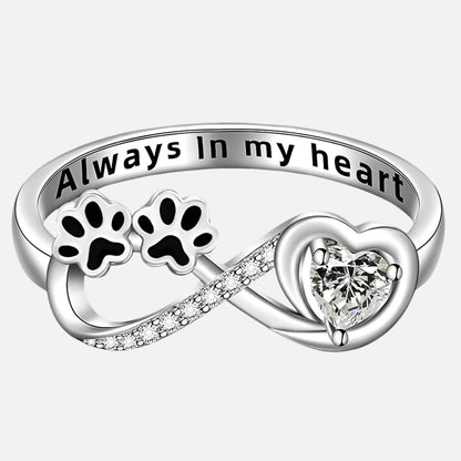 Anillo de circonita con corazón e infinito