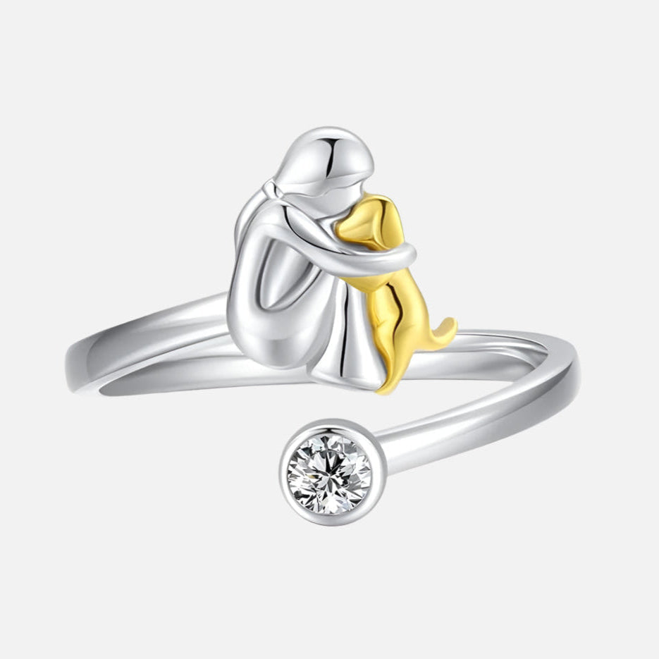 Anillo de circonita en plata de ley, ajustable