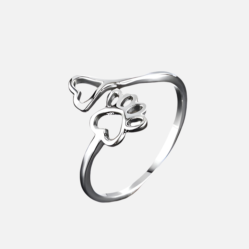 Anillo de huella y corazón en acero inoxidable