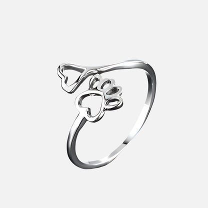 Anillo de huella y corazón en acero inoxidable