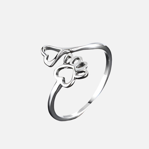 Anillo de huella y corazón en acero inoxidable