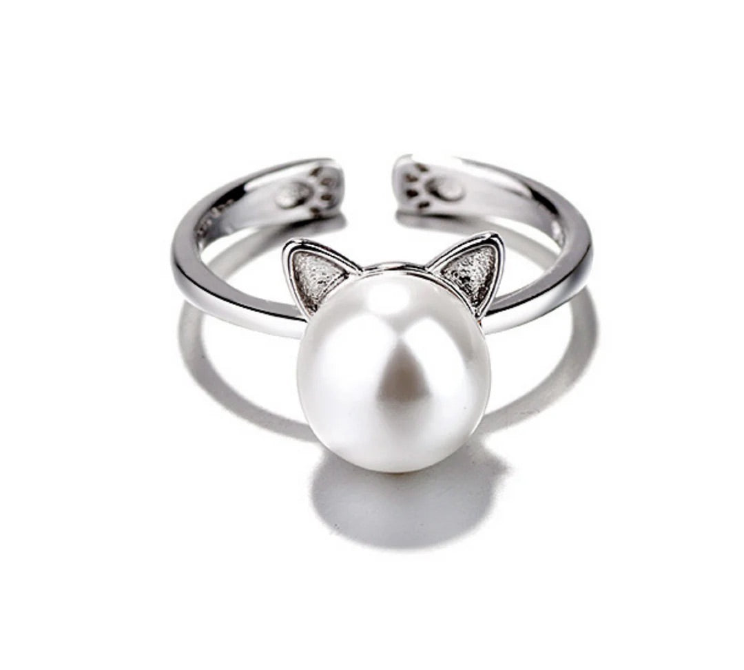 Collar de perla con gato — conjunto