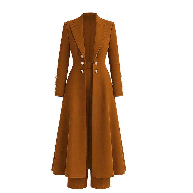 Vera | Conjunto de dos piezas con abrigo retro de manga larga y pantalón