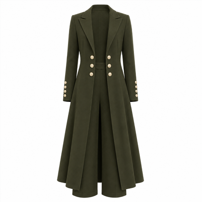 Vera | Conjunto de dos piezas con abrigo retro de manga larga y pantalón