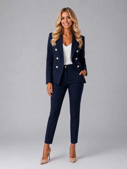 Verdiana | Traje sastre cruzado con solapa de pico y pantalón tobillero