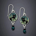 Pendientes vintage de gato negro