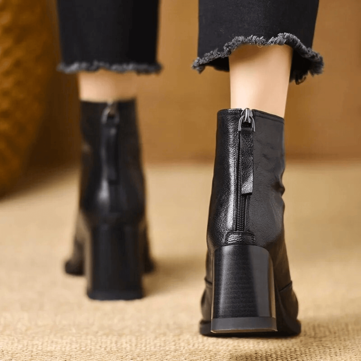 Botines de piel de tacón medio Beatriz — Negro — vista 5