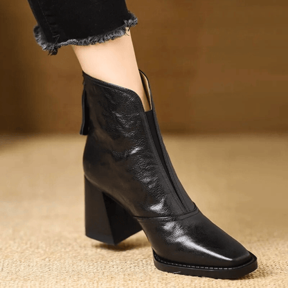 Botines de piel de tacón medio Beatriz — Negro — vista 1