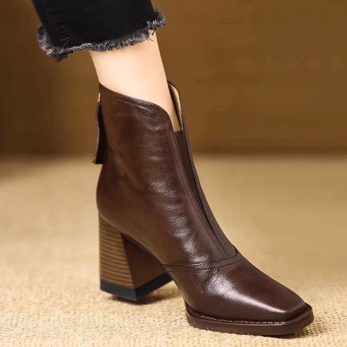 Botines de piel de tacón medio Beatriz — Marrón — vista 1