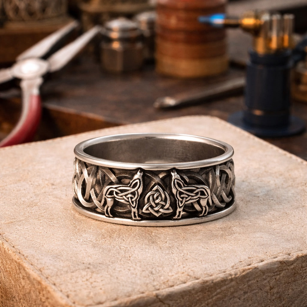 Anillo vikingo de lobo
