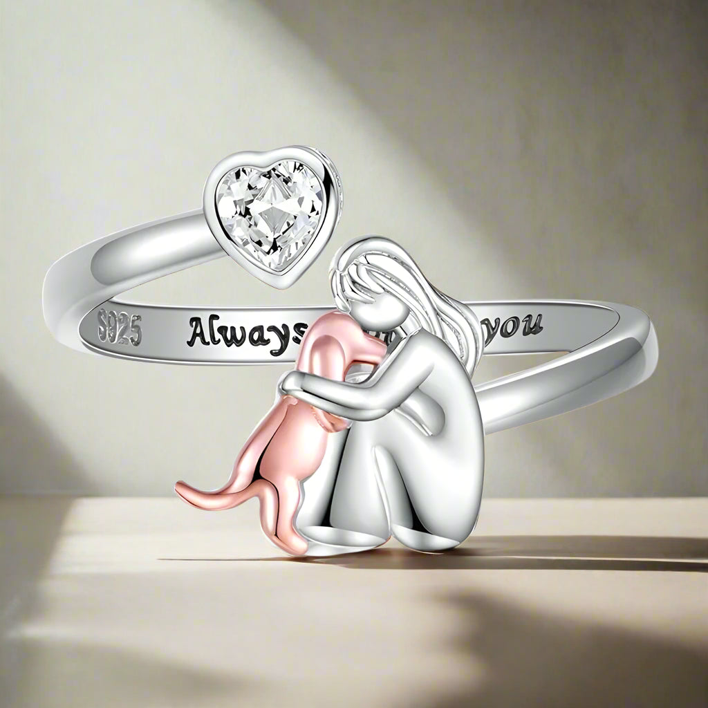 Anillo para amantes de perros en plata de ley